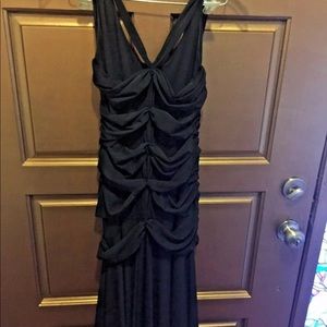 Vera Wang Black Polyester Ruched Cocktail Dress  2